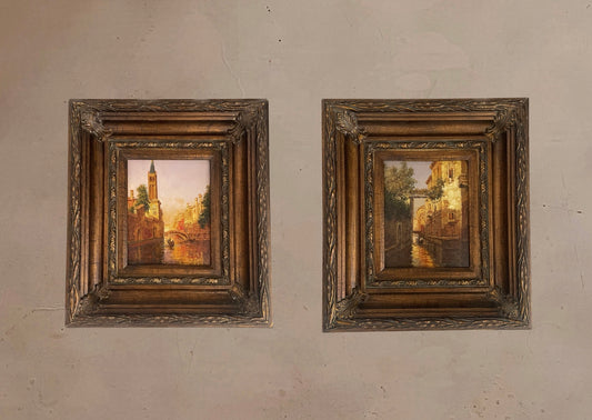 Old World Venice & Cathedral Painting Framed and Signed Art