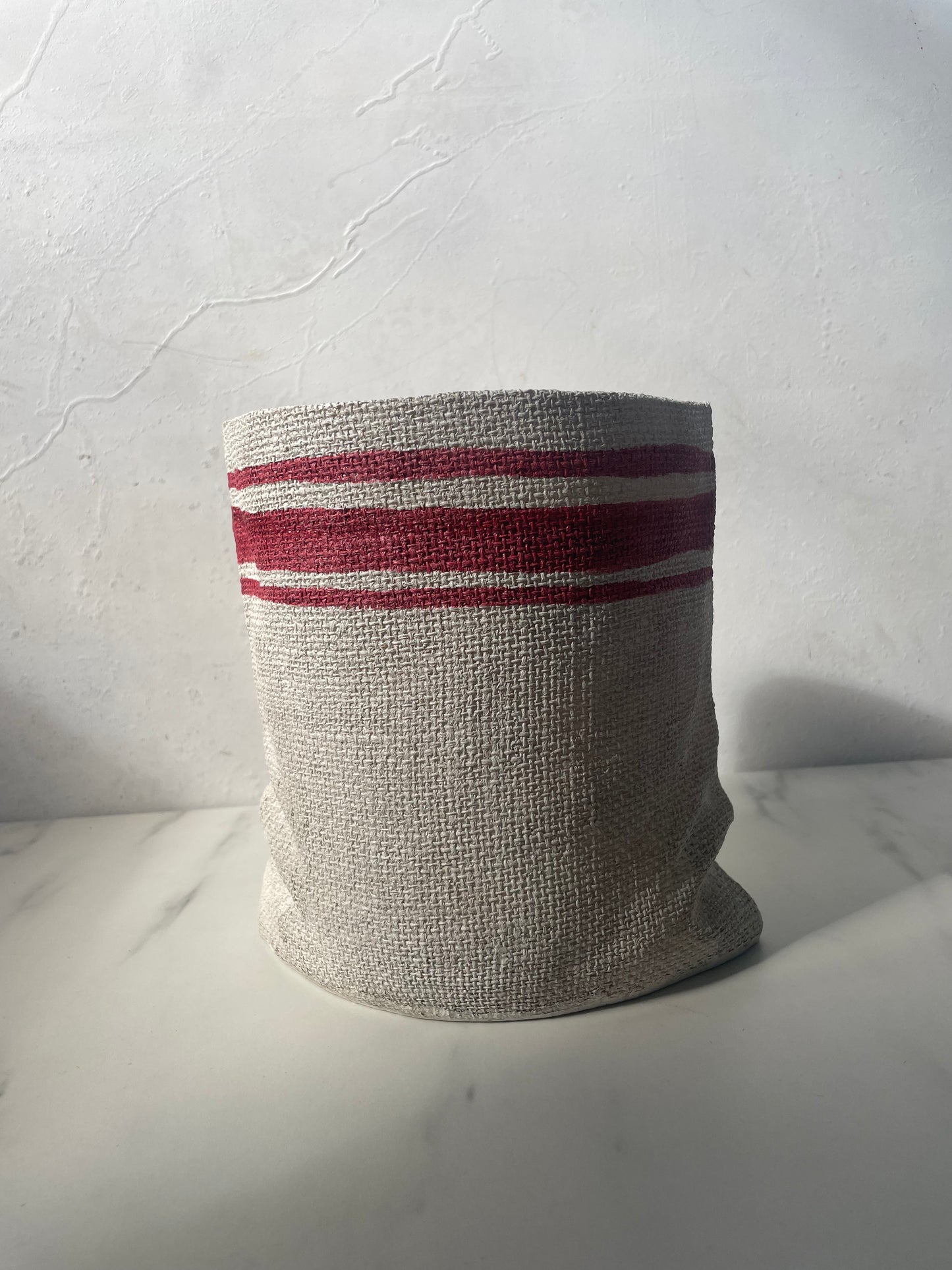 Textured Faux Canvas Sack Pottery Planter