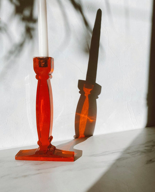 Dimensional Block Red Candle Holder