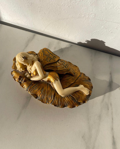 Vintage Gold and Cream Toscano Fairy Keepsake Box