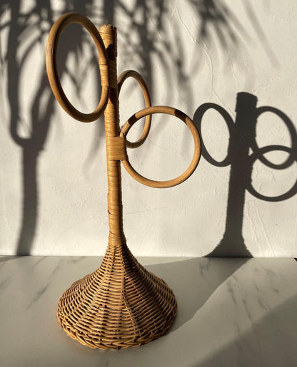 Vintage Wicker Hand Towel Rack Stand or Necklace Stand