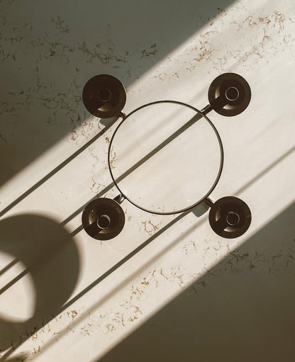 Welded and Brown Matte Colored Iron Round Candelabra Centerpiece