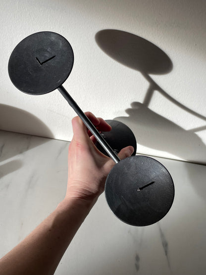 Tiered Silver Coated Forged Steel Candle Holder