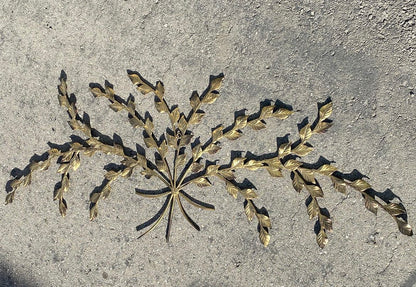 Gold Metal Leaf Branch Bouquet Wall Art