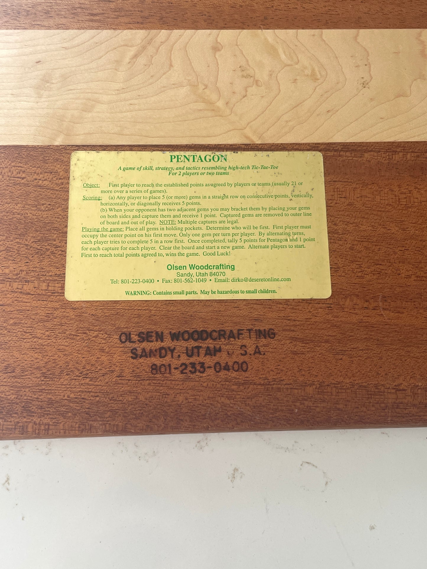 Olson Woodcrafting Pentagon Game Board (Pieces not included)