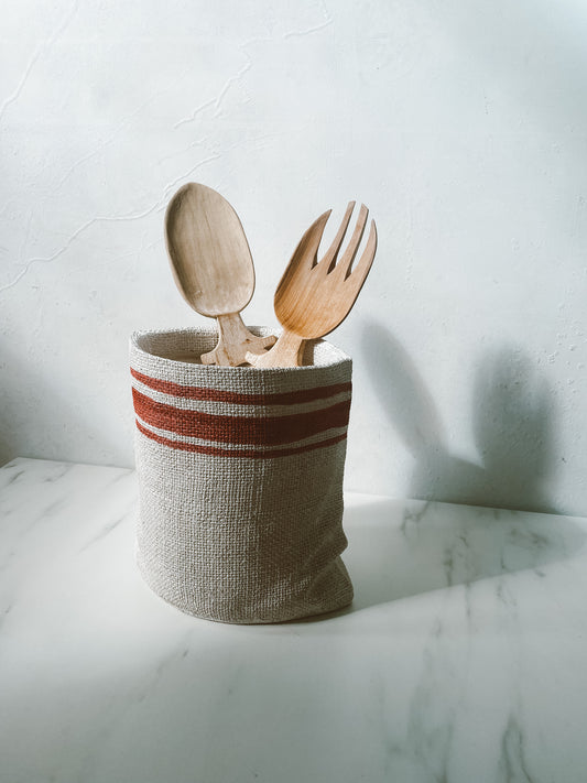 Textured Faux Canvas Sack Pottery Planter
