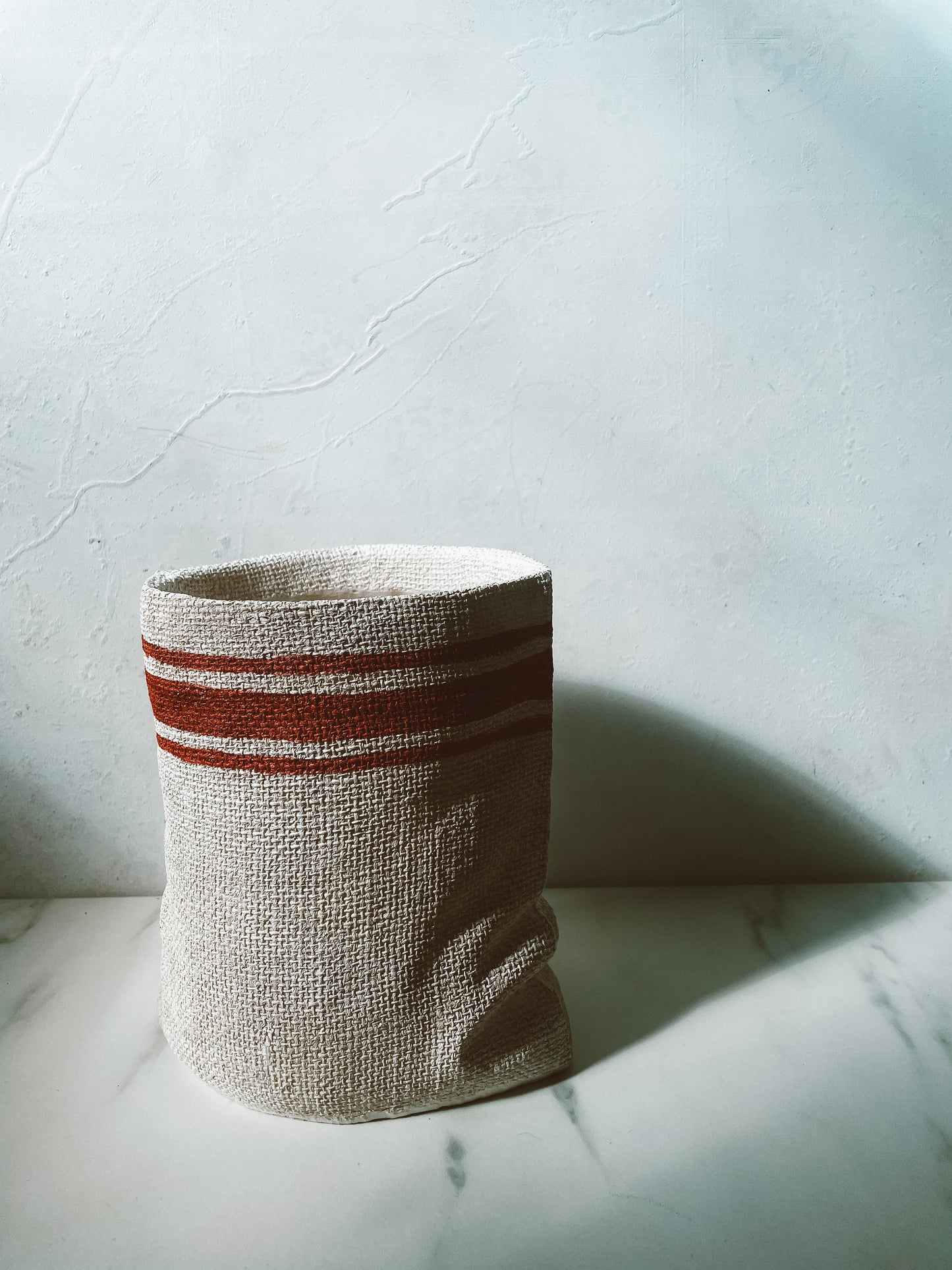 Textured Faux Canvas Sack Pottery Planter